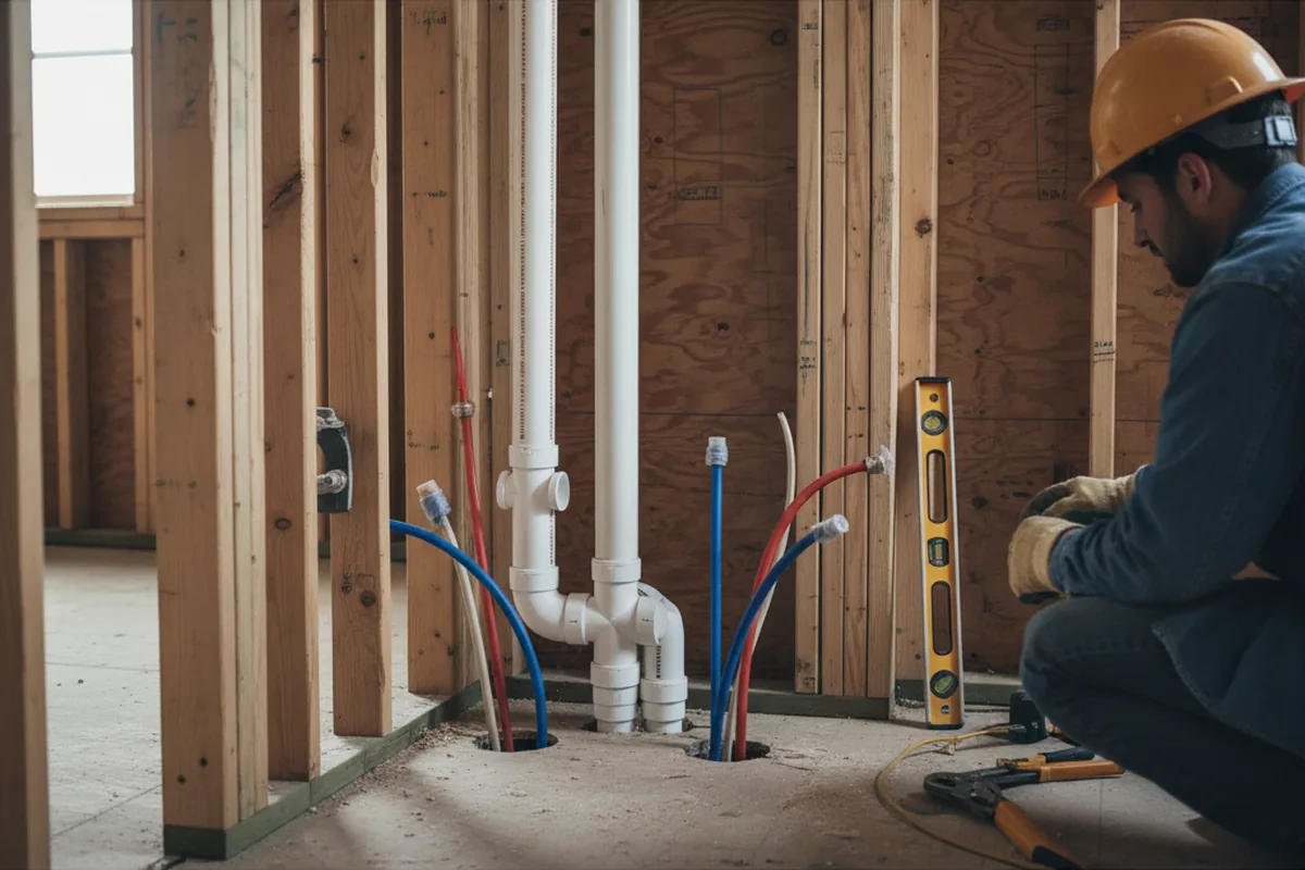 Drain and supply rough-in during Leak Detection in Odessa